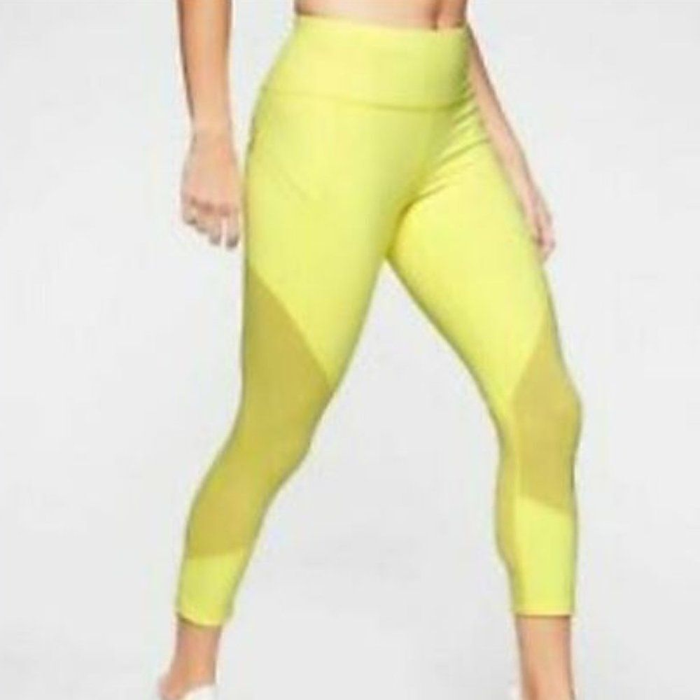 ATHLETA Mesh Contender Capri Neon yellow Size Medium